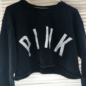 Cropped black pink hoodie